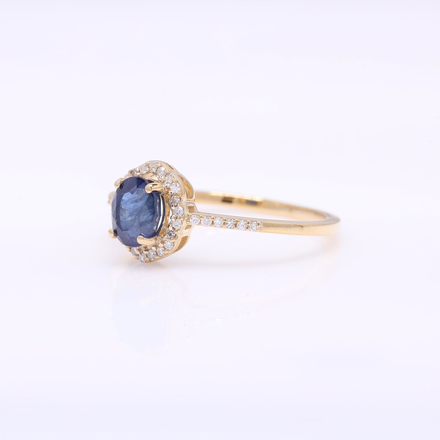 1.17 Ct Oval Mixed Cut Natural Sapphire 14K Gold Ring