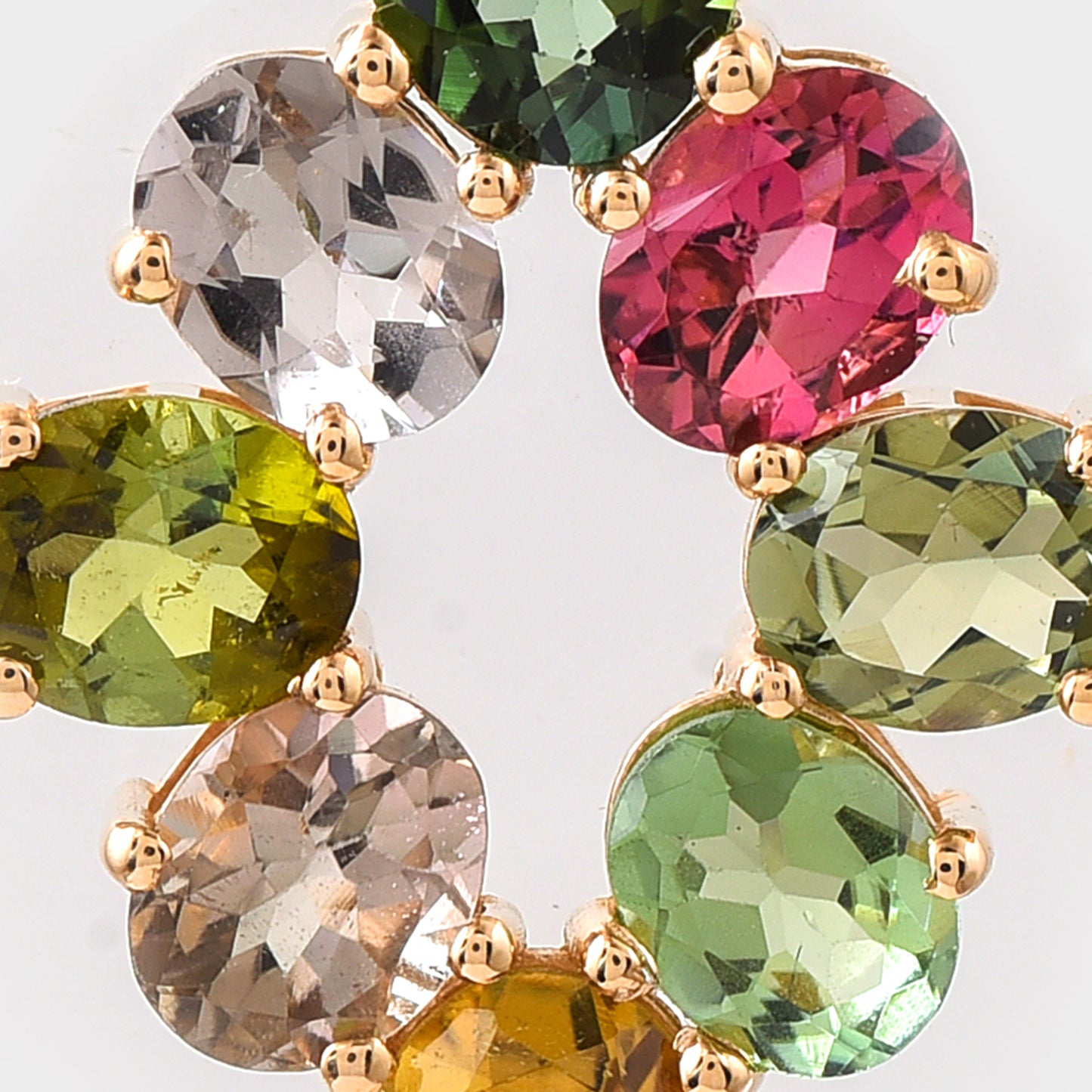 3.36 Ct Oval Mixed Cut Natural Multi-Coloured Tourmaline 14K Gold Pendant