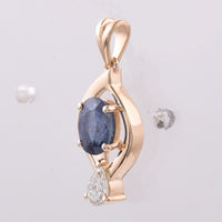 1.35 Ct Oval Natural Sapphire 14K Gold Pendant