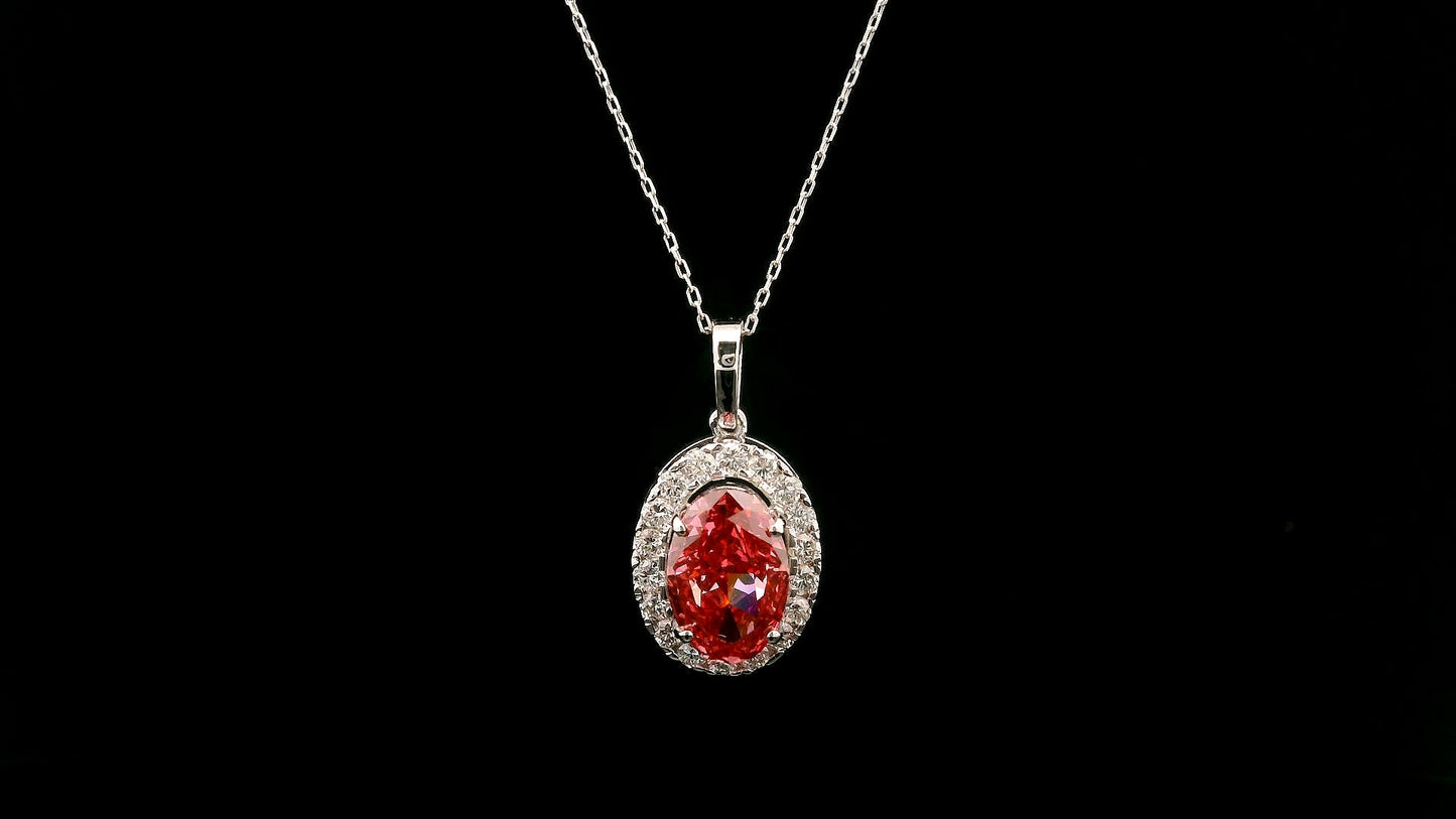 3.06 Carats Pink Lab Grown Diamond 14K Gold Pendant