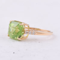 5.15 Ct Octagon Step Cut Natural Peridot 14K Gold Ring