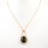 13.21 Ct Oval Opal 14K Gold Pendant