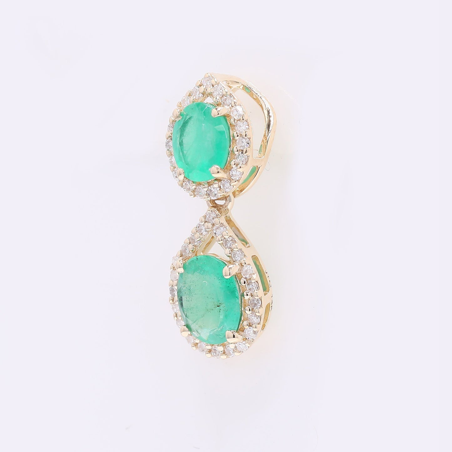 0.92 Ct Oval Mixed Cut Natural Emerald 14K Gold Pendant