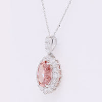 3.84 Carats Fancy Vivid Pink Lab Grown Diamond 14K Gold Pendant