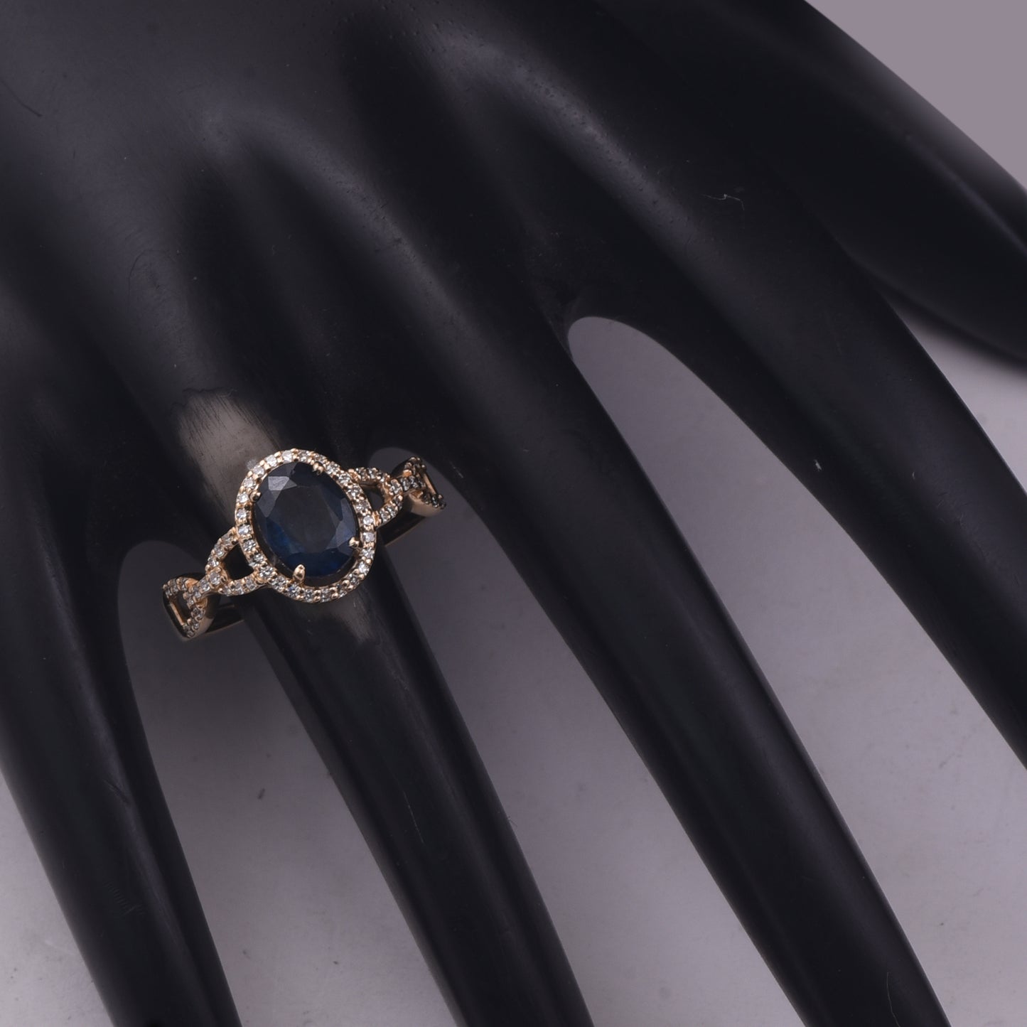 1.71 Ct Oval Mixed Cut Natural Sapphire 14K Gold Ring