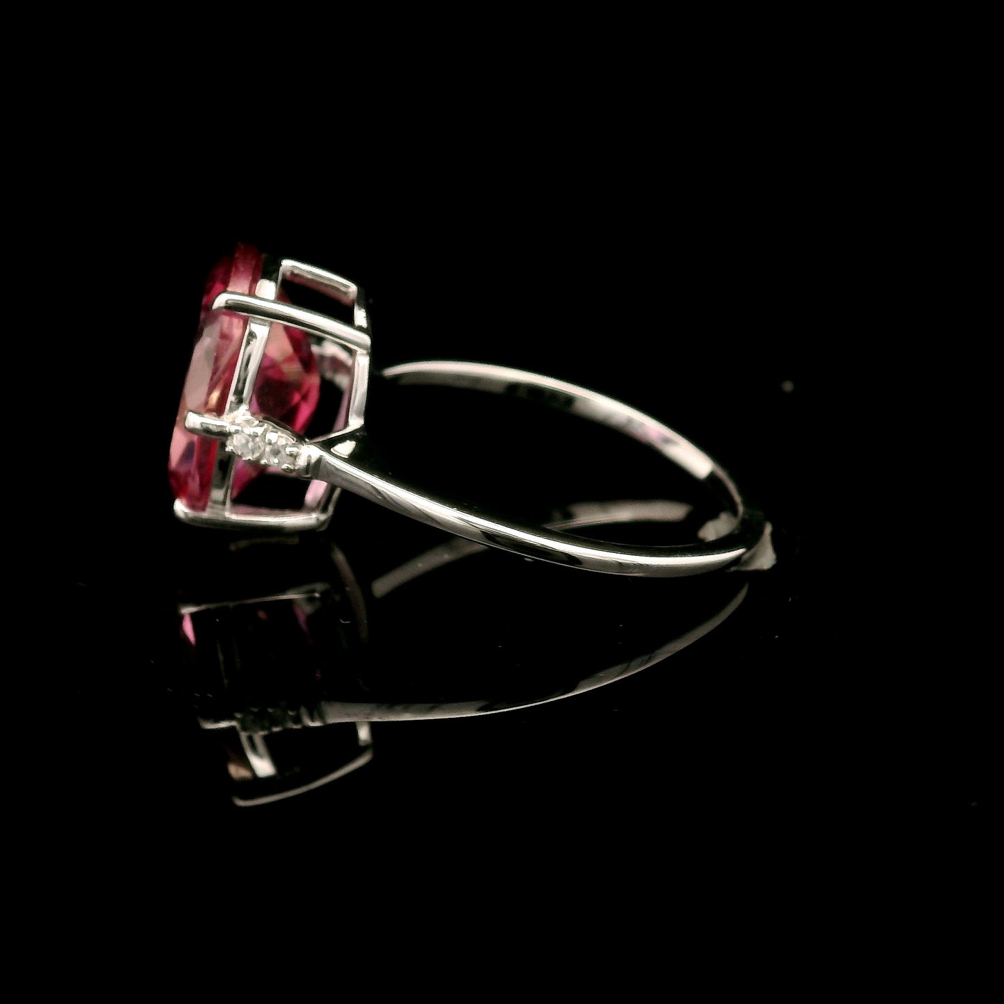 5.10 Ct Oval Pink Topaz, White Zircon 925 Sterling Silver Ring