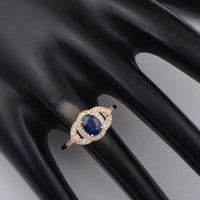 1.32 Ct Oval Blue Sapphire 9K Gold Ring