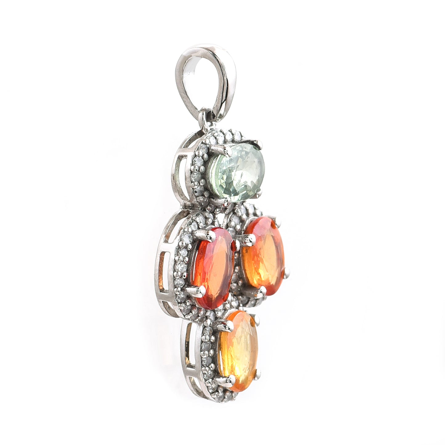 2.67 Ct Oval Multi Sapphire 950 Platinum Pendant
