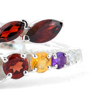 1.67 Ct Round Garnet, Citrine, Amethyst, Cubic Zirconia 925 Sterling Silver Ring