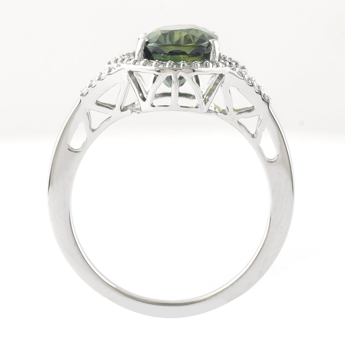 3.53 Ct Cushion Mixed Cut Natural Green Sapphire 950 Platinum Ring
