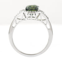 3.53 Ct Cushion Mixed Cut Natural Green Sapphire 950 Platinum Ring