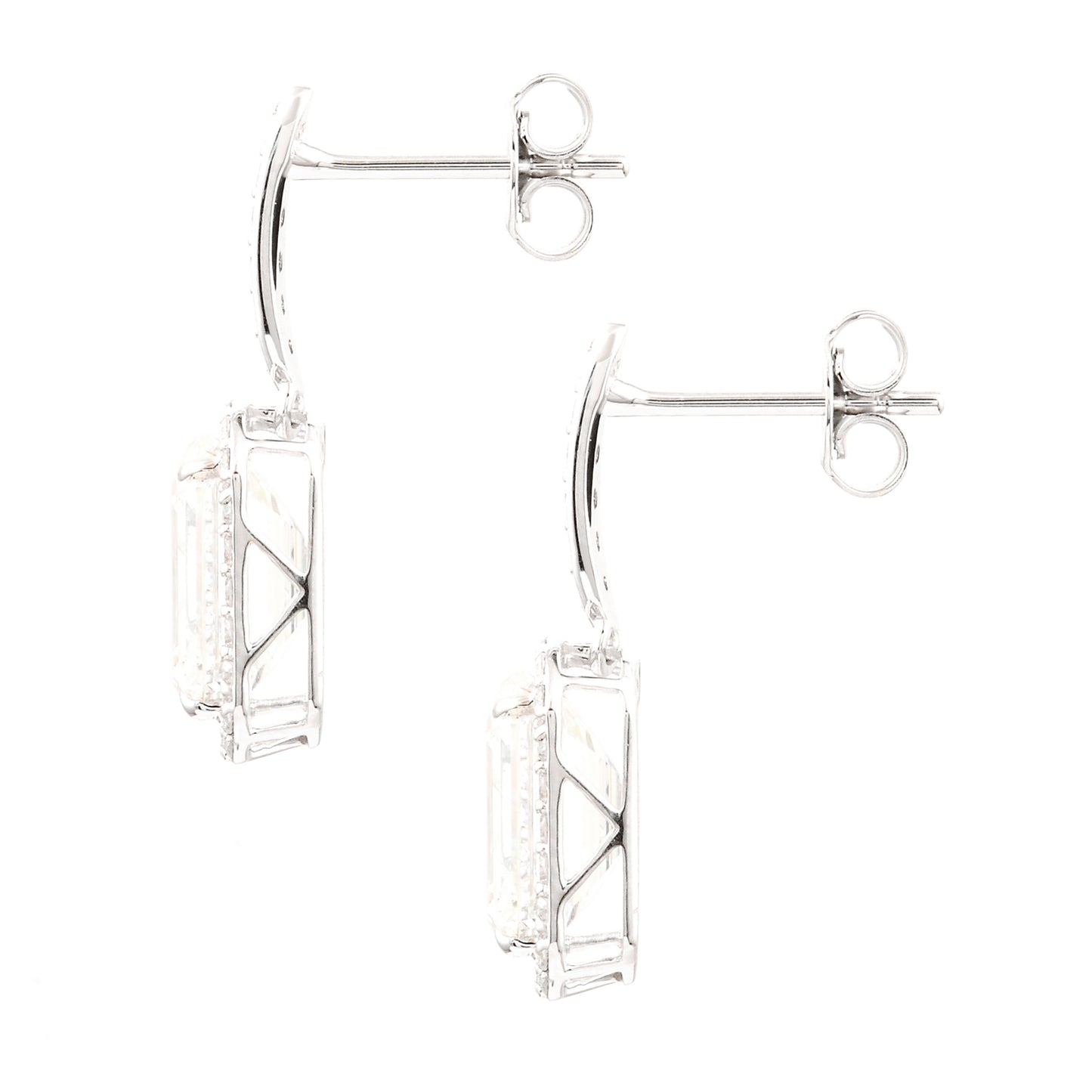 6.36 Ct Emerald Cut Lab Grown Diamond 14K Gold Earrings