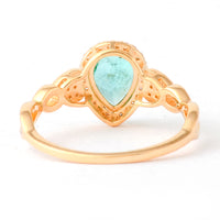1.06 Ct Pear Mixed Cut Natural Emerald 14K Gold Ring
