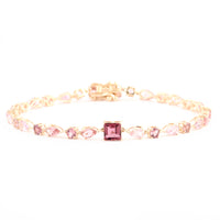 4.99 Ct Square Multi Tourmaline 14K Gold Bracelet