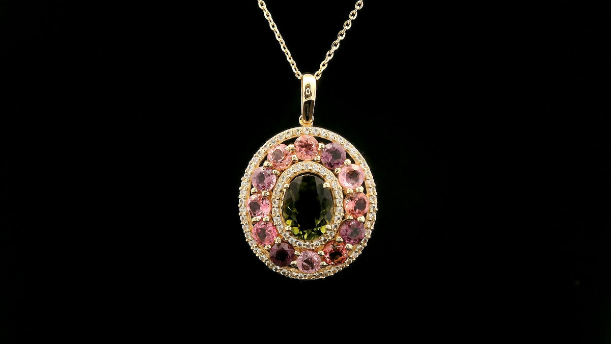 2.95 Ct Oval Tourmaline 14K Gold Pendant