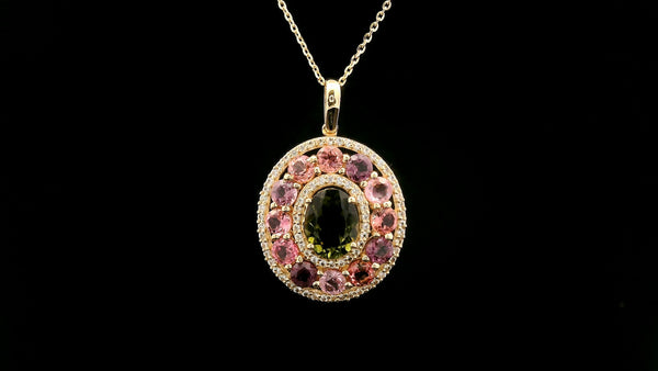 2.95 Ct Oval Tourmaline 14K Gold Pendant