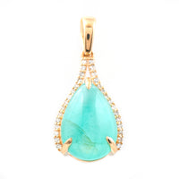 4.46 Ct Pear Cabochon Cut Natural Emerald 14K Gold Pendant