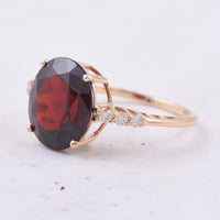 6.00 Ct Oval Natural Garnet 14K Gold Ring