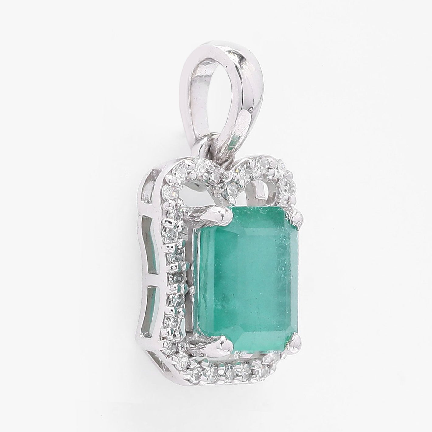 1.21 Ct Octagon Step Cut Natural Emerald 950 Platinum Pendant