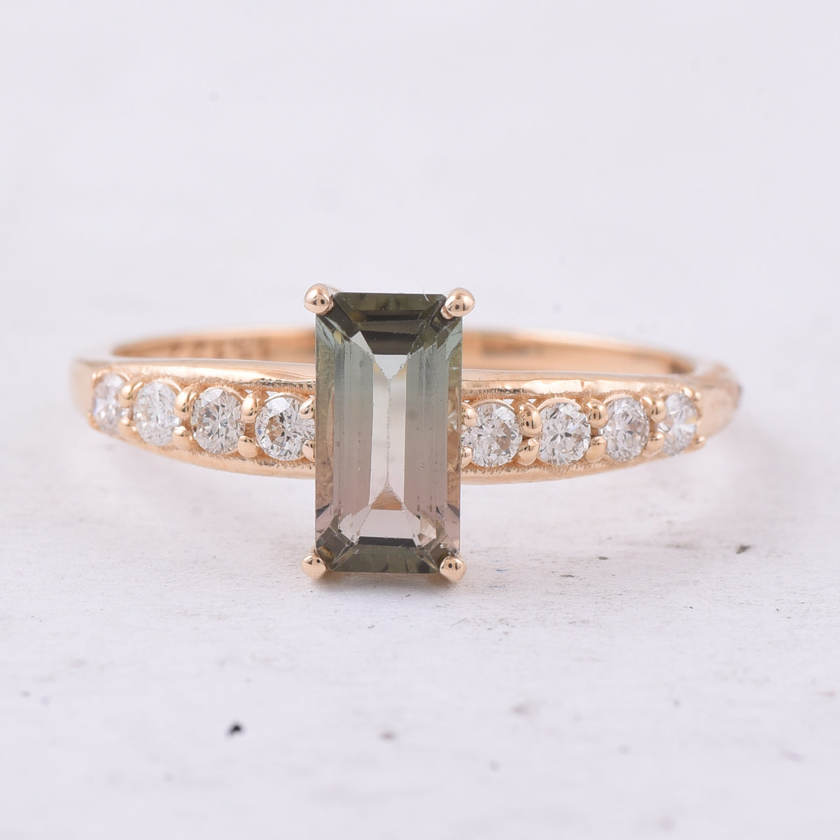 1.08 Ct Octagon Step Cut Natural Tourmaline 14K Gold Ring