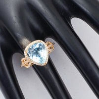 3.06 Ct Pear Mixed Cut Natural Aquamarine 14K Gold Ring