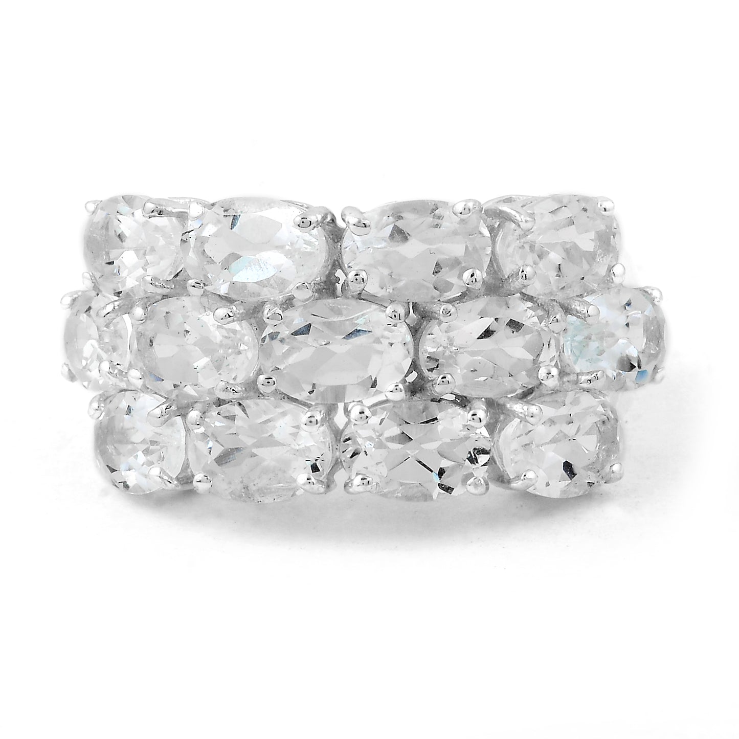 7.45 Ct Oval White Topaz, 925 Sterling Silver Ring