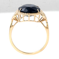 7.48 Ct Oval Mixed Cut Natural Corundum Sapphire 14K Gold Ring