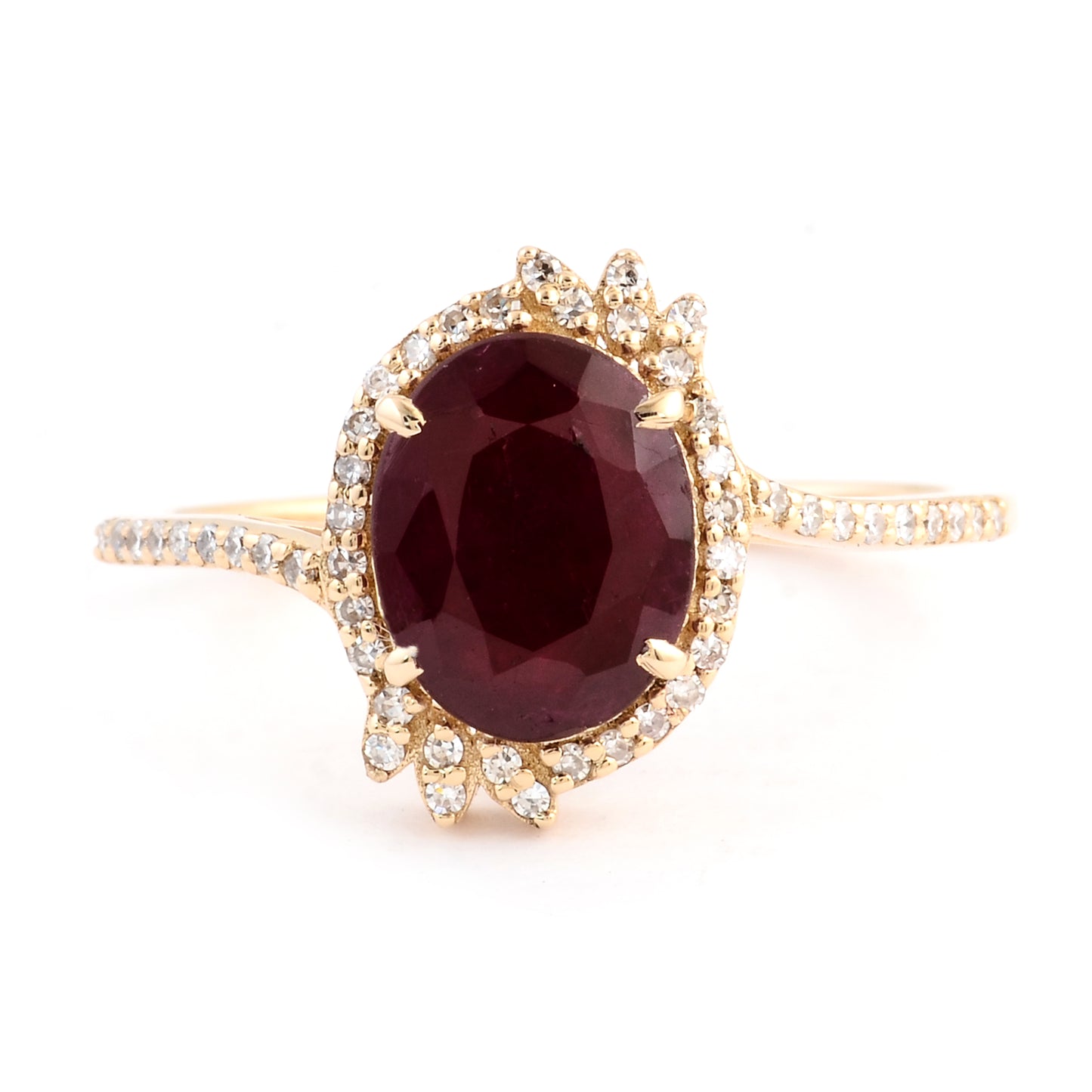 2.21 Ct Oval Mixed Cut Natural Corundum Ruby 14K Gold Ring