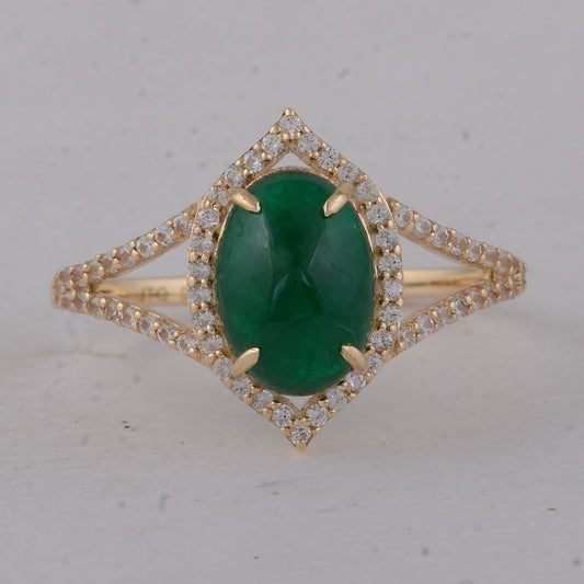 2.23 Ct Oval Emerald 9K Gold Ring