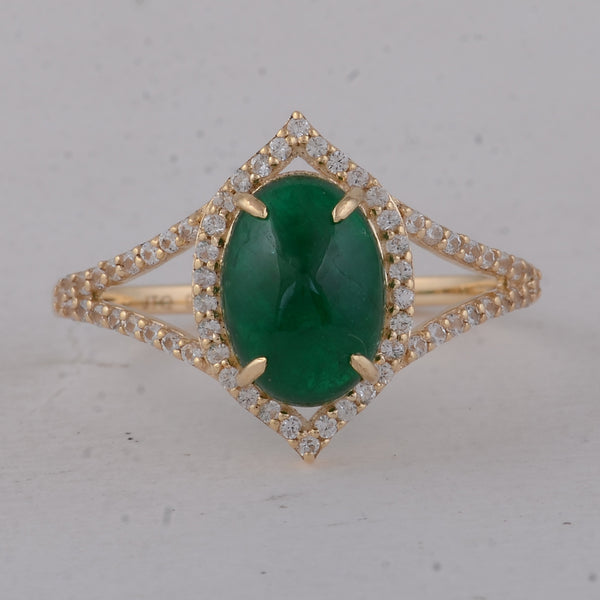 2.23 Ct Oval Emerald 9K Gold Ring