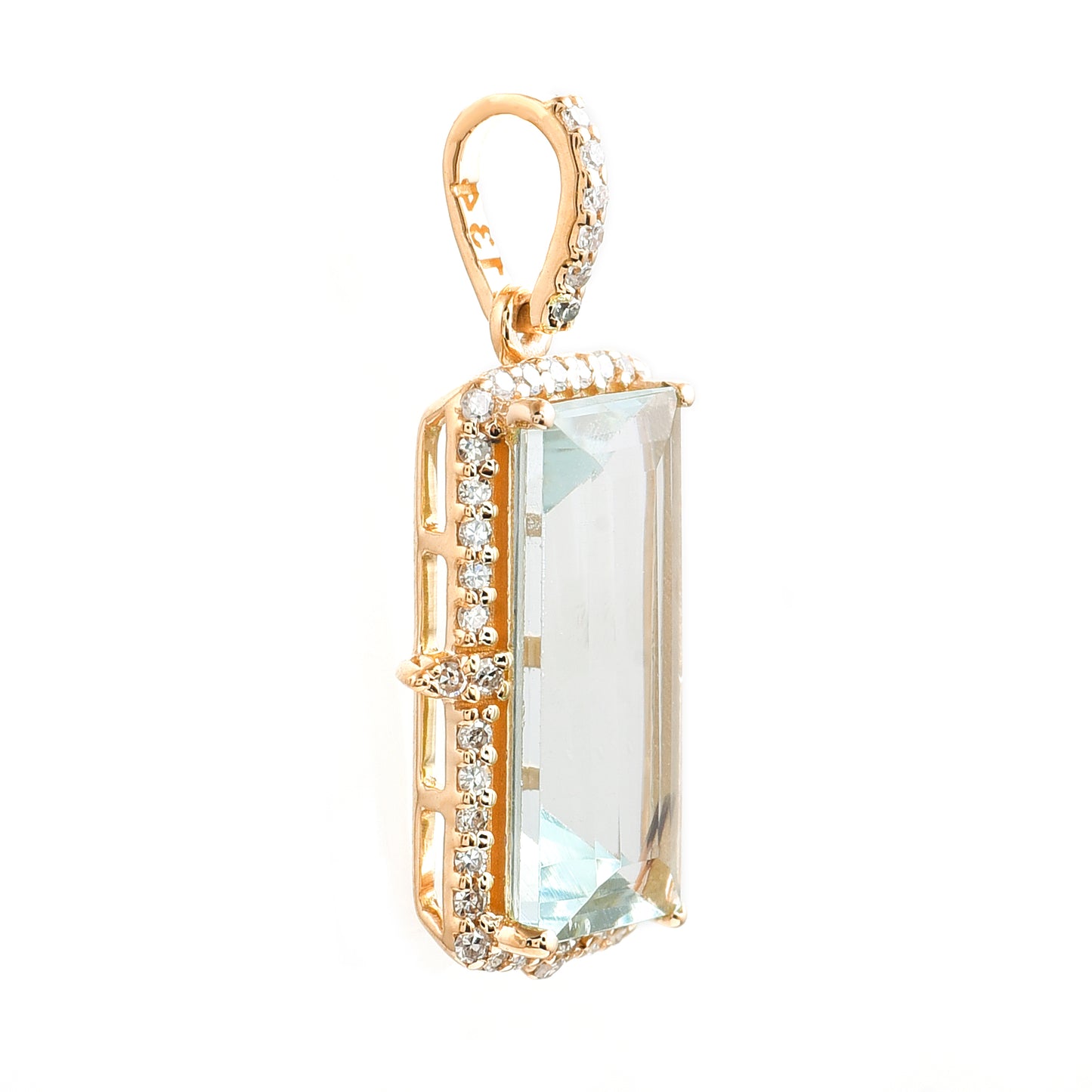 2.39 Ct Baguette Aquamarine 14K Gold Pendant