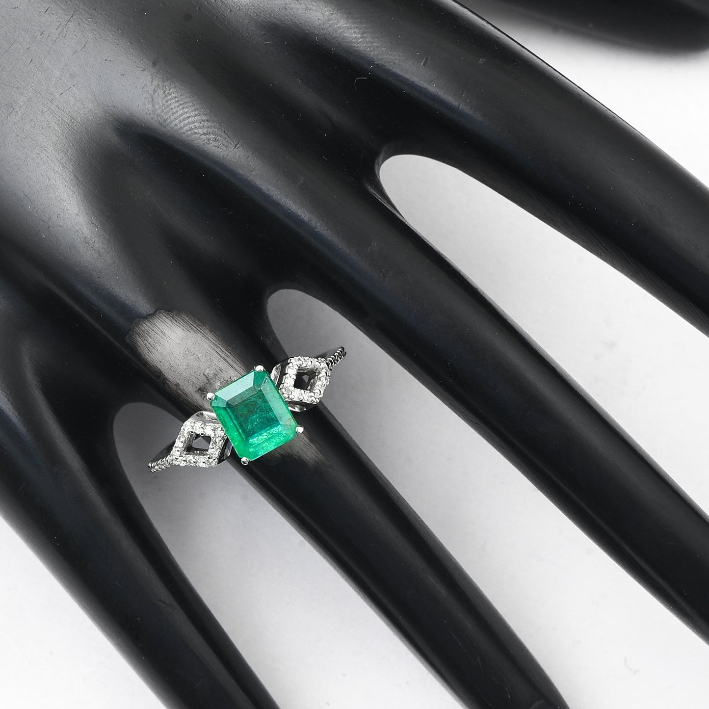 1.55 Ct Octagon Step Cut Natural Emerald 950 Platinum Ring