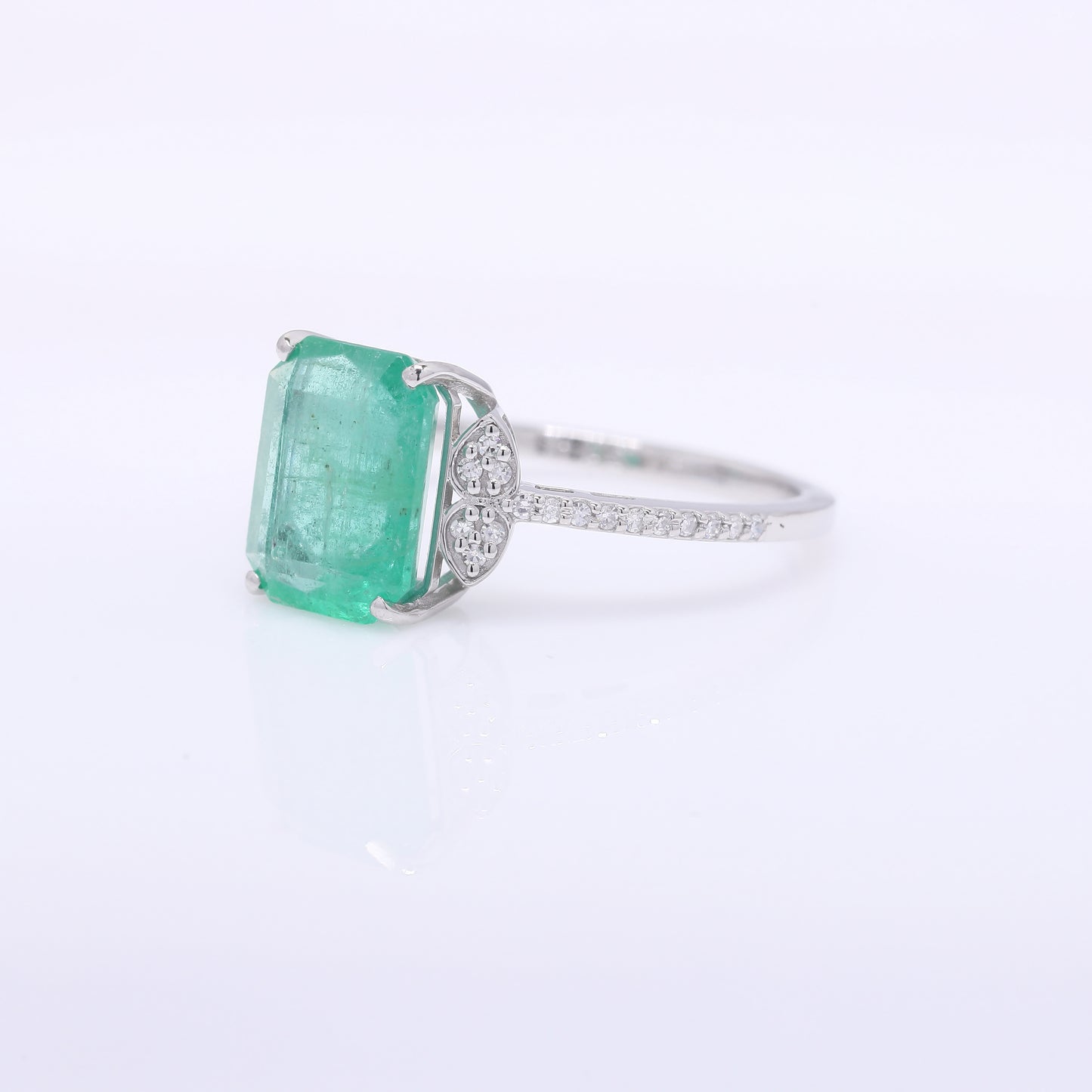 2.61 Ct Octagon Step Cut Natural Emerald 950 Platinum Ring