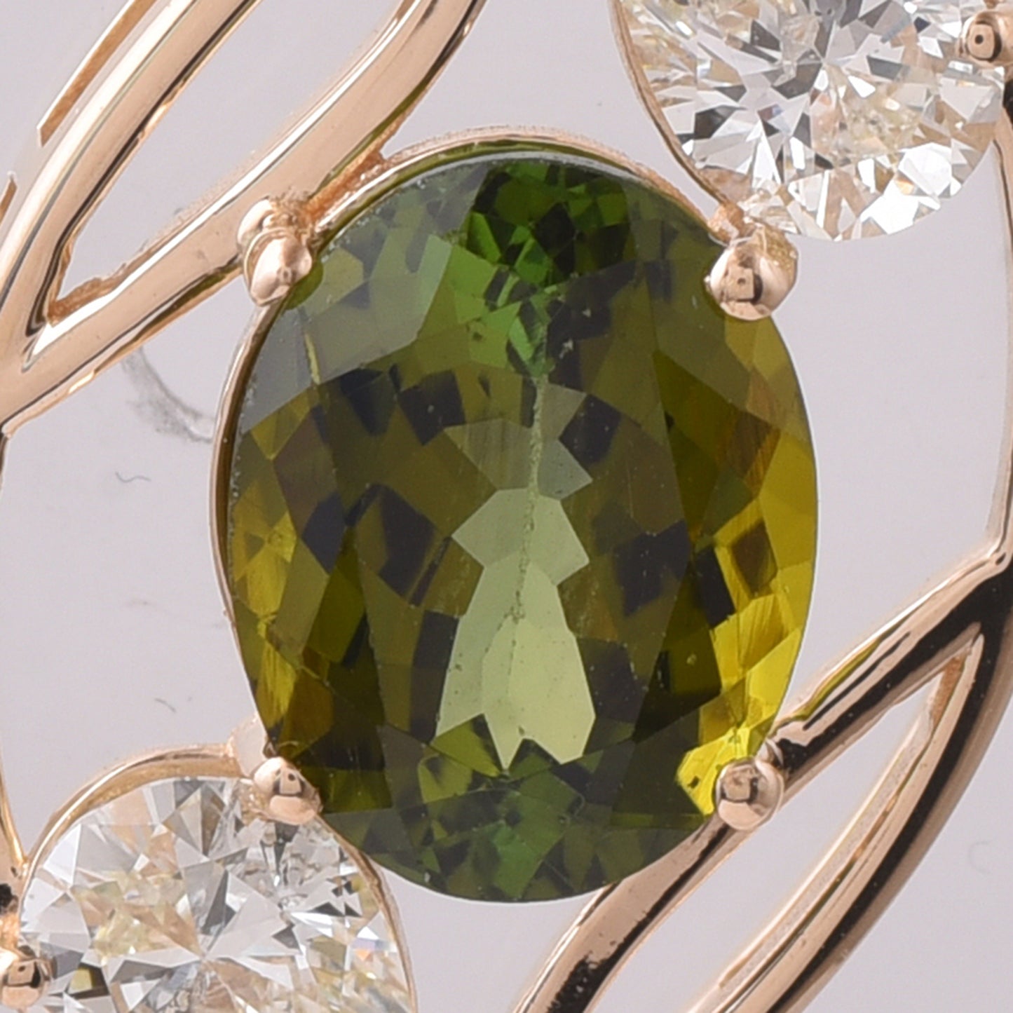 2.81 Ct Oval Mixed Cut Natural Tourmaline 14K Gold Pendant