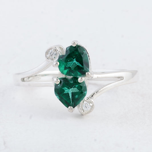 1.67 Ct Heart Green Topaz 925 Sterling Silver Ring