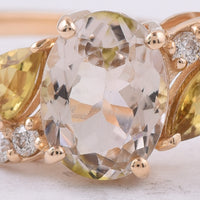 1.76 Ct Pear, Oval Natural Multi-Coloured Tourmaline 14K Gold Ring