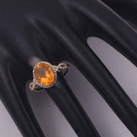 2.09 Ct Oval Br.Fire Opal 9K Gold Ring