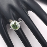 2.66 Ct Cushion Mixed Cut Natural Green Sapphire 950 Platinum Ring