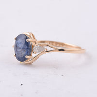 1.70 Ct Oval Natural Sapphire 14K Gold Ring