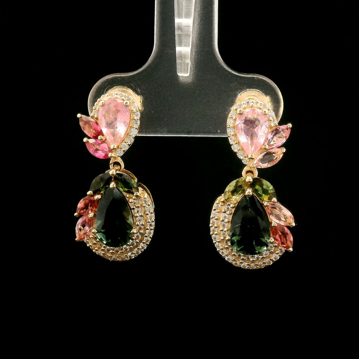 3.16 Ct Pear Tourmaline 14K Gold Earrings