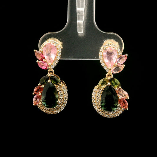 3.16 Ct Pear Tourmaline 14K Gold Earrings