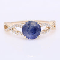 2.42 Ct Round Mixed Cut Natural Sapphire 14K Gold Ring