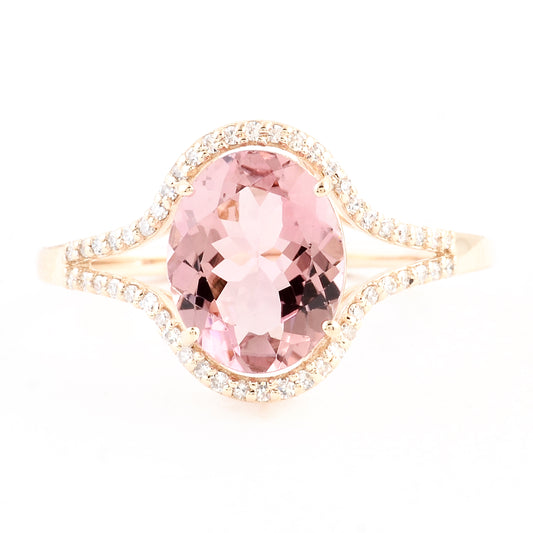 2.34 Ct Oval Mixed Cut Natural Tourmaline 14K Gold Ring