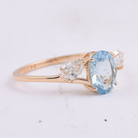 1.27 Ct Oval Natural Aquamarine 14K Gold Ring