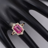 3.22 Ct Octagon Pink Topaz 9K Gold Ring