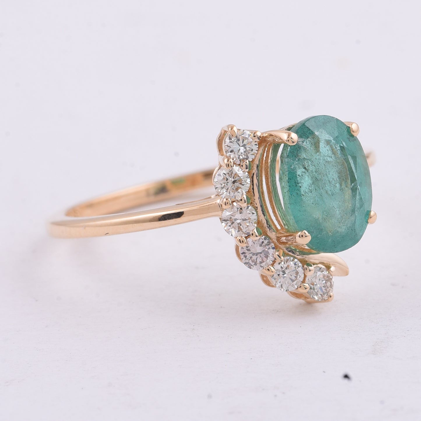1.54 Ct Oval Natural Emerald 14K Gold Ring
