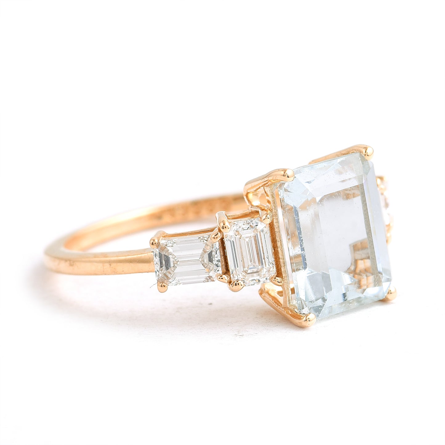 1.89 Ct Octagon Step Cut Natural Aquamarine 14K Gold Ring