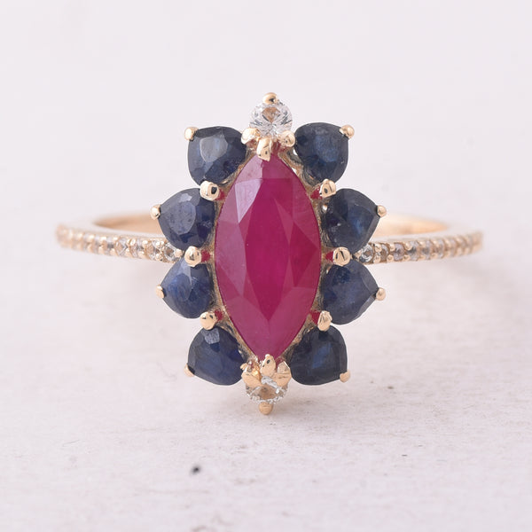 2.56 Ct Marquise Ruby 9K Gold Ring