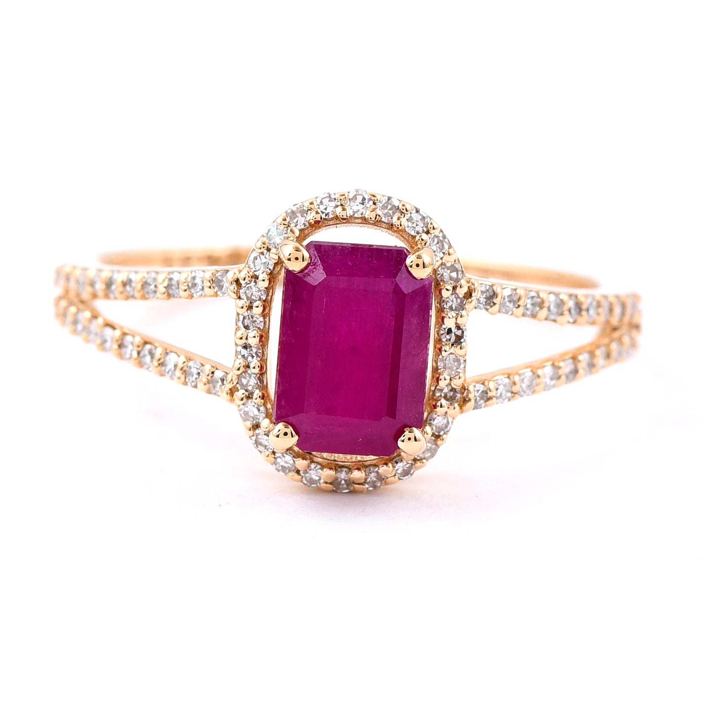 1.51 Ct Octagon Step Cut Natural Ruby 14K Gold Ring