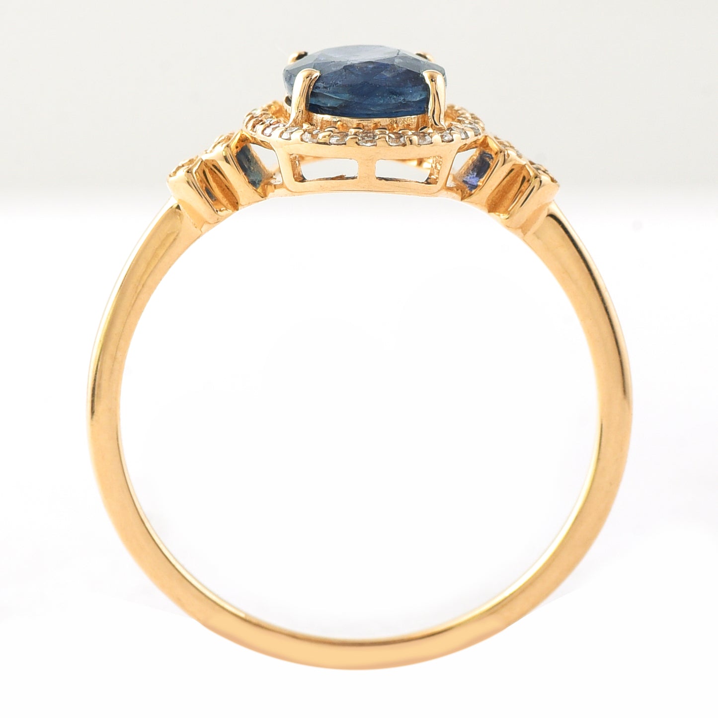 1.77 Ct Oval Mixed Cut Natural Sapphire 14K Gold Ring